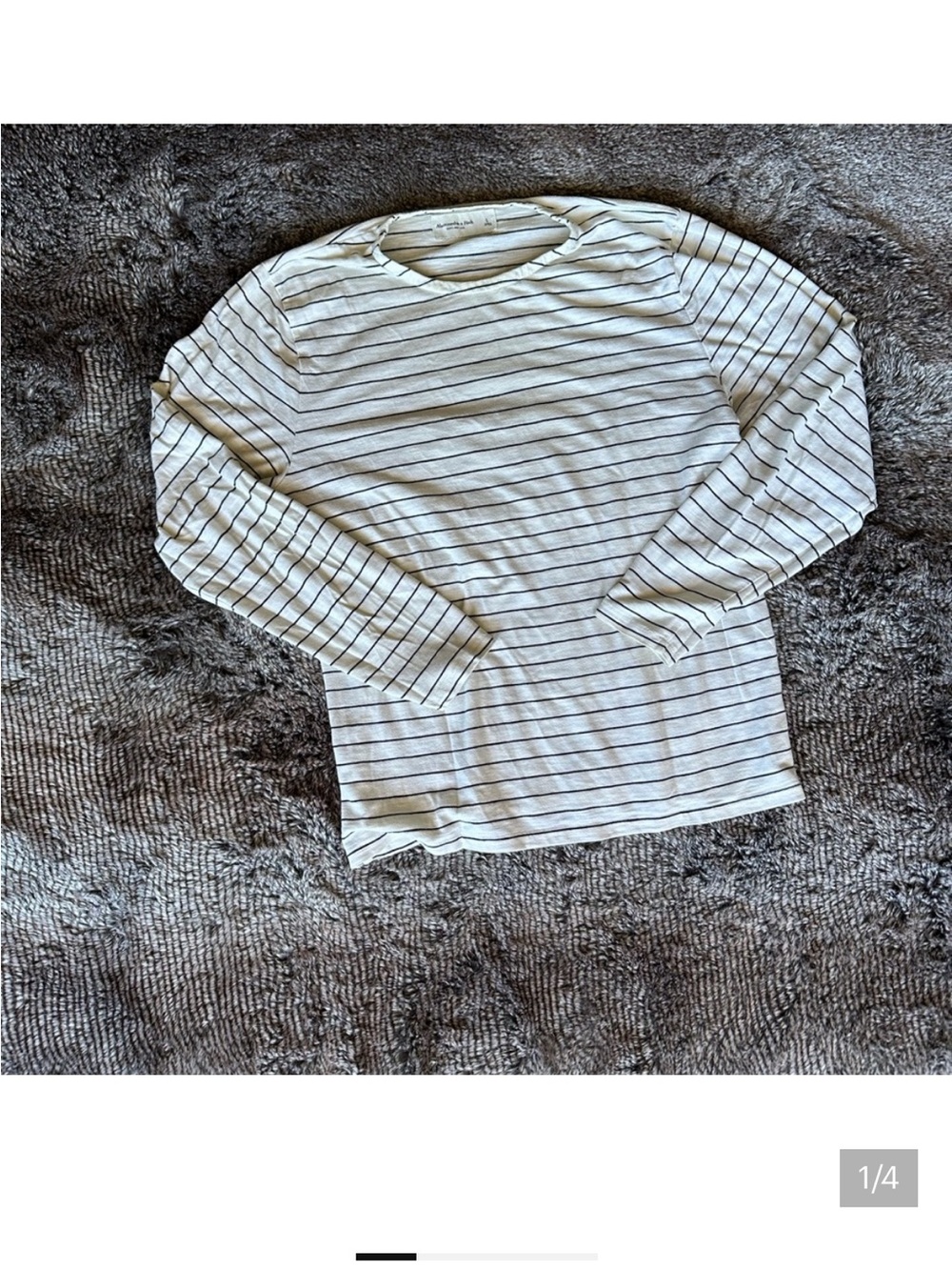 Men’s Long-Sleeve Crewneck Tee - White with Black Stripes